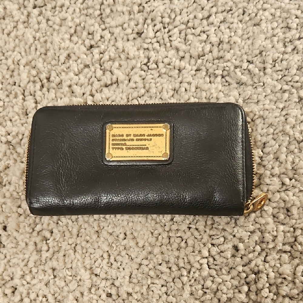 Marc Jacobs Black Wallet with Gold Details